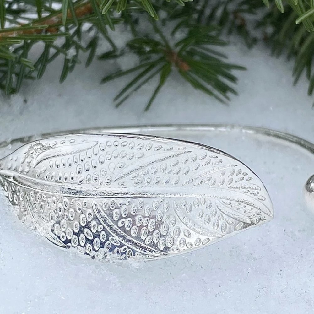 Silver Leaf Cuff Bracelet